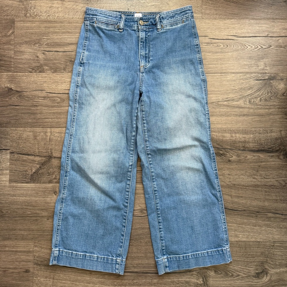 GAP Medium Denim High Rise Wide Leg Crop Capri Jeans Pants 6 / 28 Women